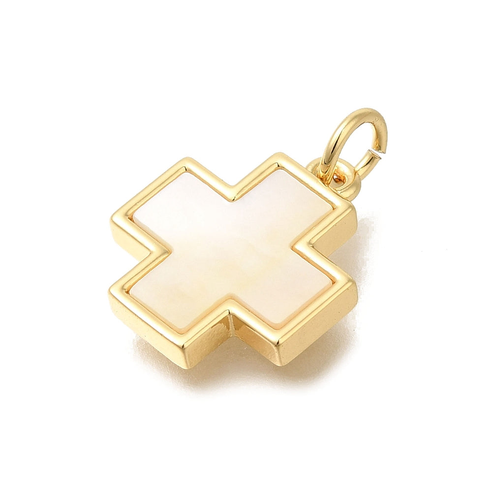 Golden Shell Cross Charm