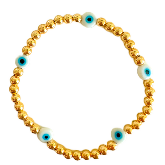 Evil Eye Gold Ball Bracelet