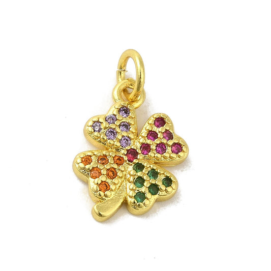 Rainbow Four-Leaf Clover Charm