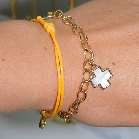 Mother of Pearl Cross Bracelet