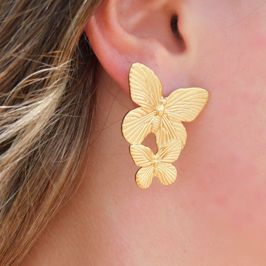 Double Butterfly Statement Earrings