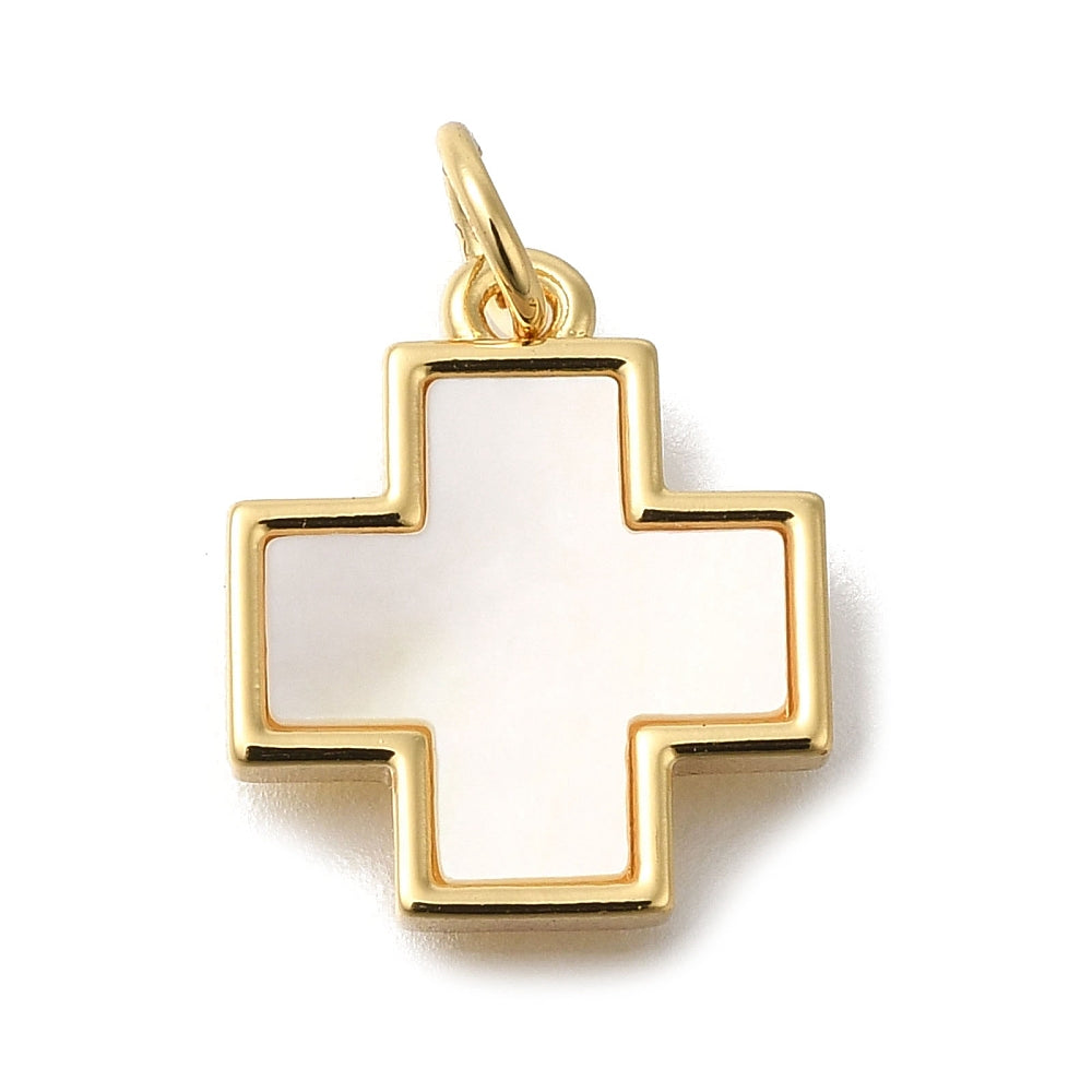 Golden Shell Cross Charm