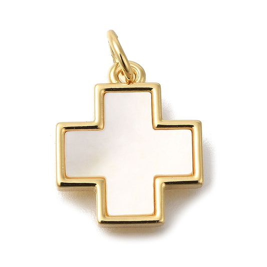 Golden Shell Cross Charm