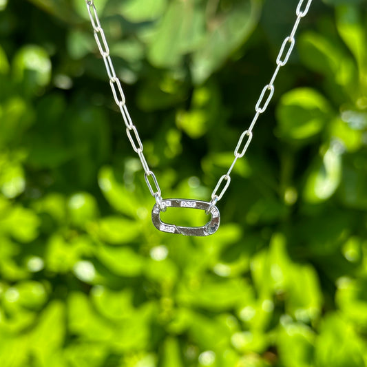 Silver Carabiner Paperclip Necklace