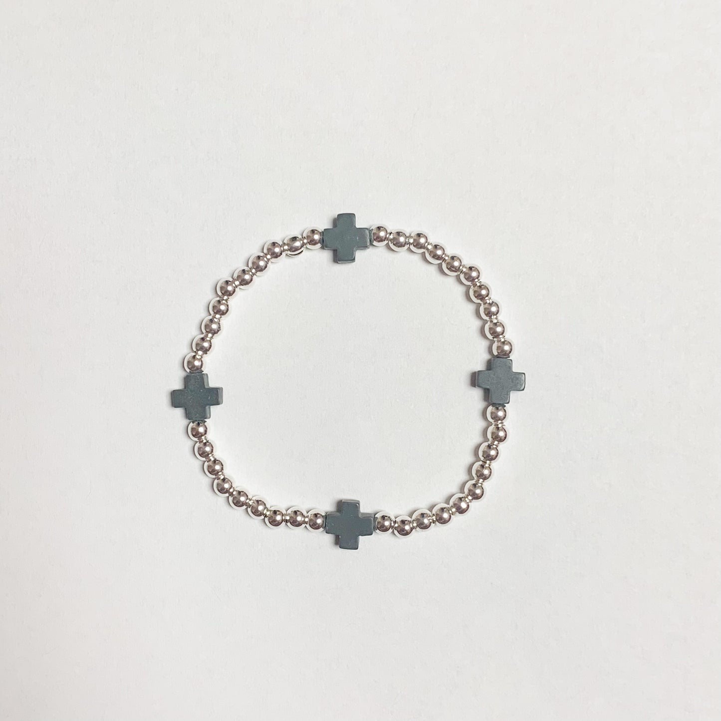 Cross Silver Ball Bracelet