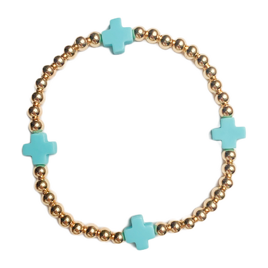 Cross Gold Ball Bracelet