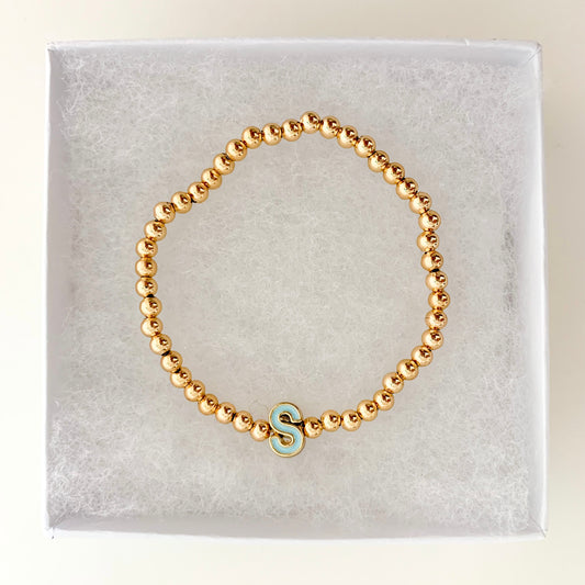 Initial Gold Ball Bracelet