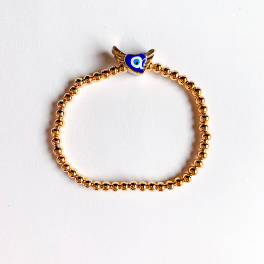 Evil Eye Angel Gold Ball Bracelet